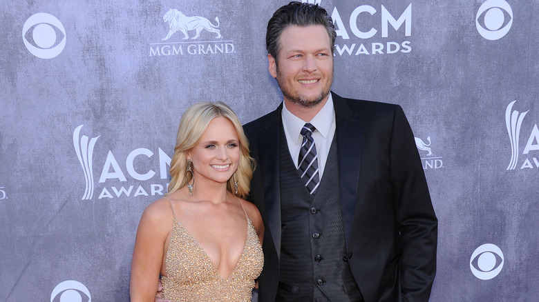 Blake Shelton and Miranda Lambert smile 