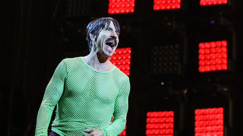 Anthony Kiedis performing with Red Hot Chili Peppers