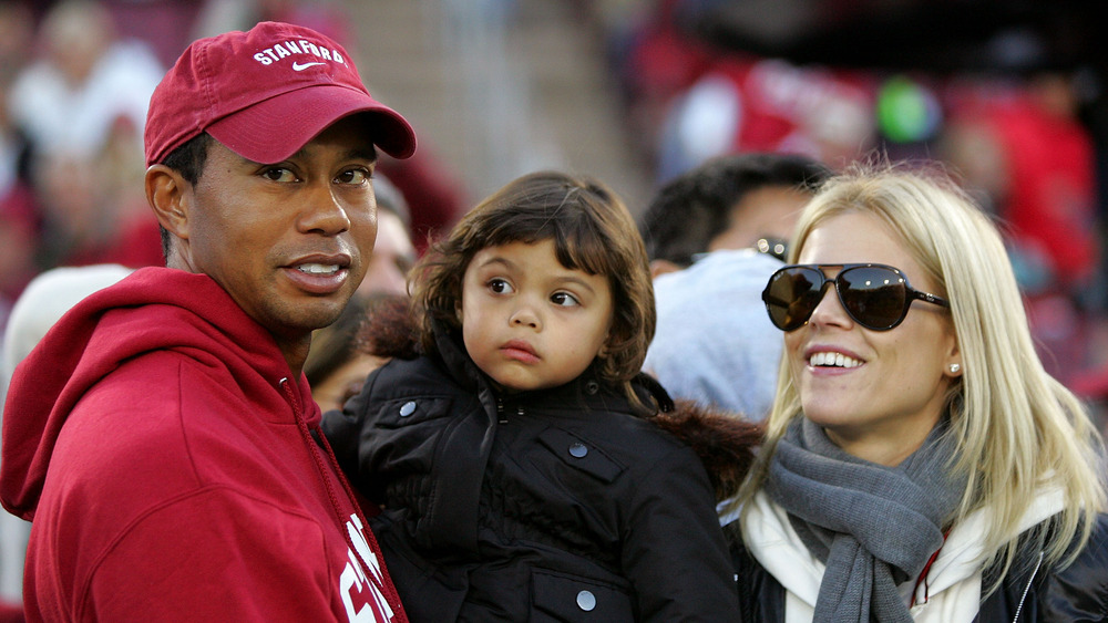 Tiger Woods with his ex-wife and son