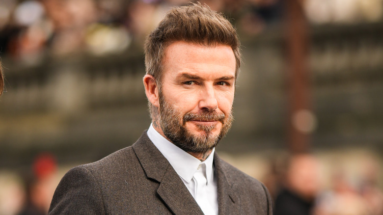 David Beckham looking serious