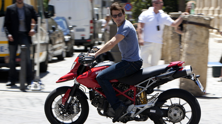 Tom Cruise on a motorcycle