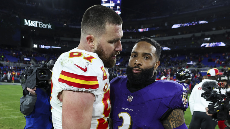 Travis Kelce and Odell Beckham Jr. on the field