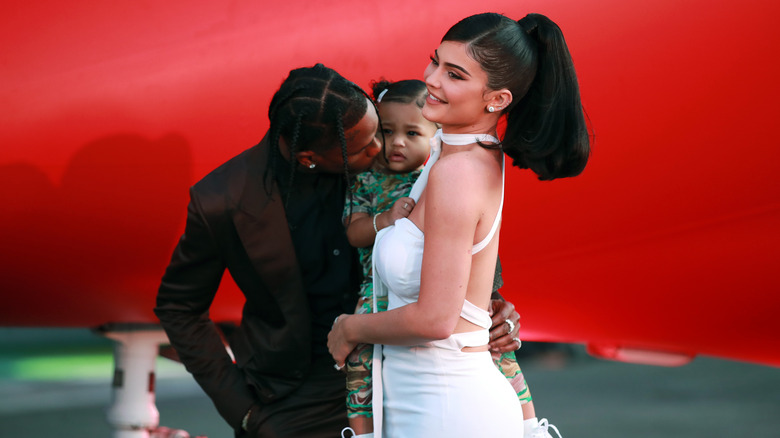 Travis Scott, Stormi Webster, and Kylie Jenner attending the premiere of Netflix's "Travis Scott: Look Mom I Can Fly"