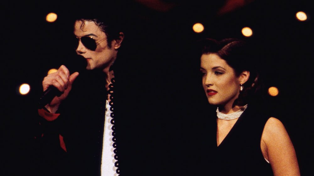 Lisa Marie Presley and Michael Jackson take the stage at the 1994 MTV Video Music Awards.