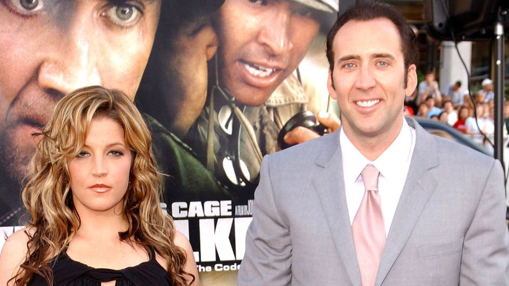 Lisa Marie Presley and Nicolas Cage at the premiere of "Windtalkers"