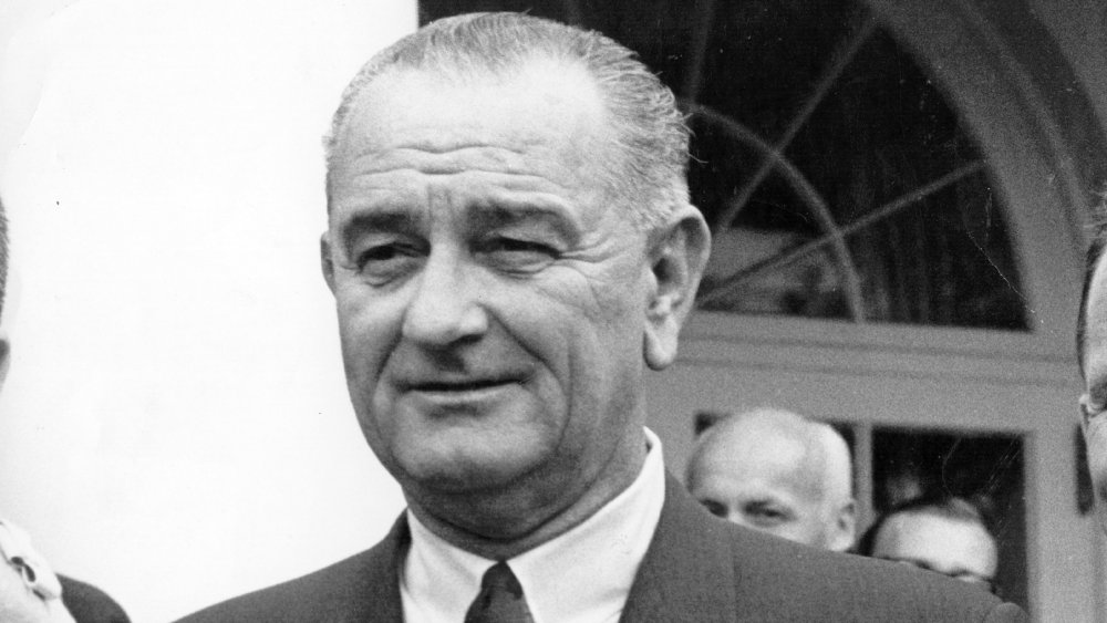 Lyndon B. Johnson close up, walking