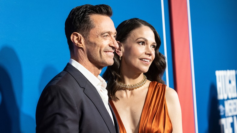 Hugh Jackman and Sutton Foster smiling