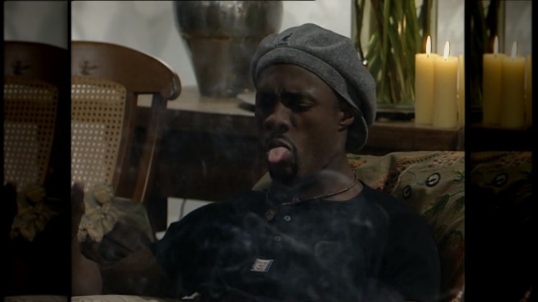 Idris Elba smoking in Absolutely Fabulous