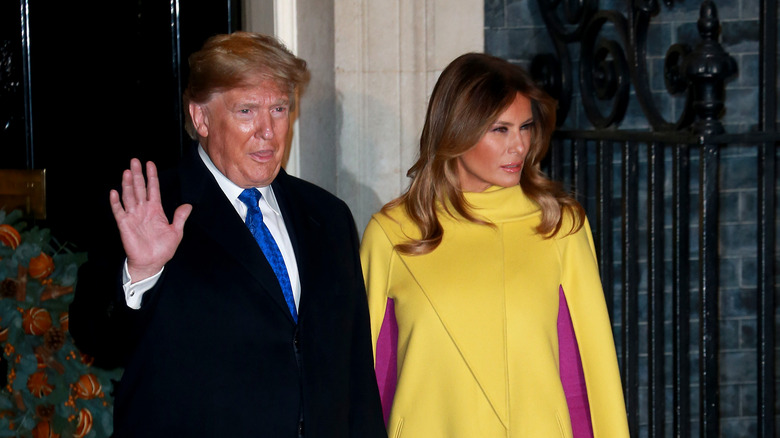 Donald Trump and Melania Trump attend a reception at No.10 Downing Street in London 2019