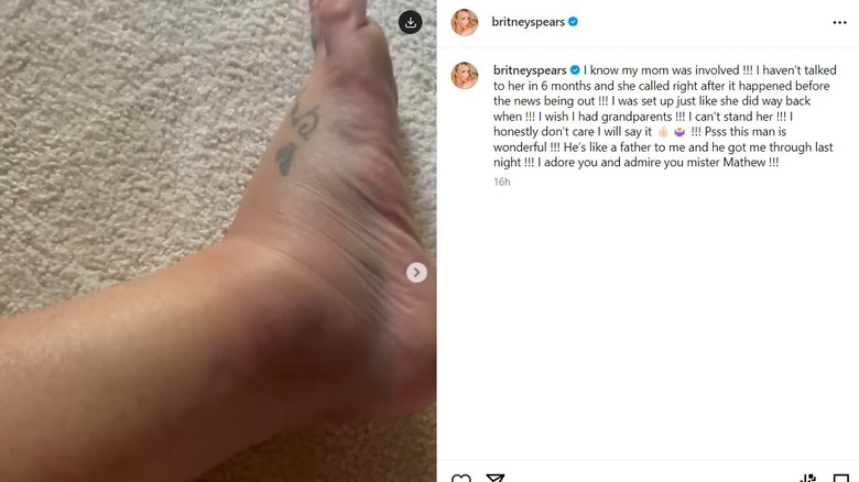 Britney Spears swollen foot video