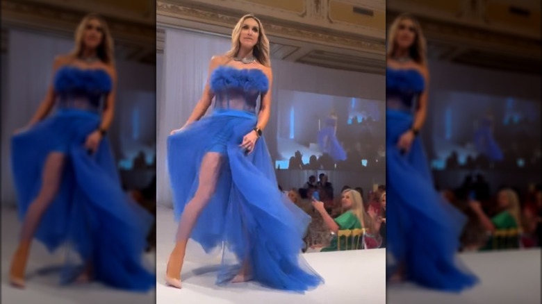Lara Trump blue bustier long dress