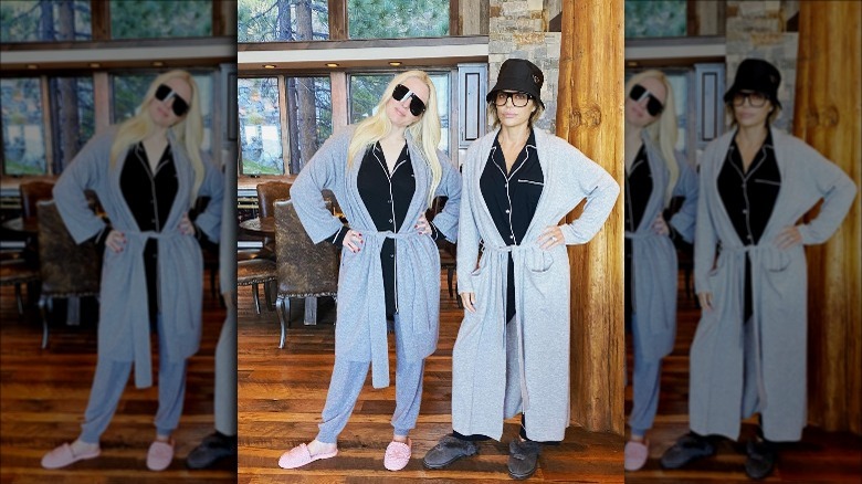 Lisa Rinna and Kyle Richards in pajamas and bathrobes