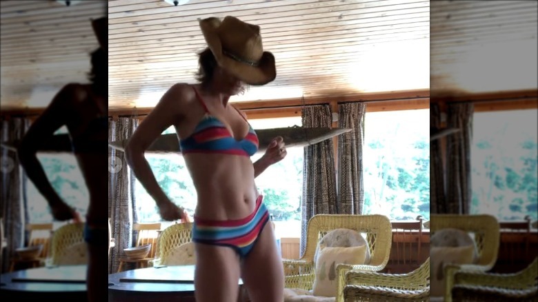 Lisa Rinna dancing in a bikini