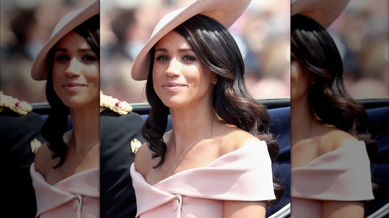 Meghan Markle pink dress shoulders