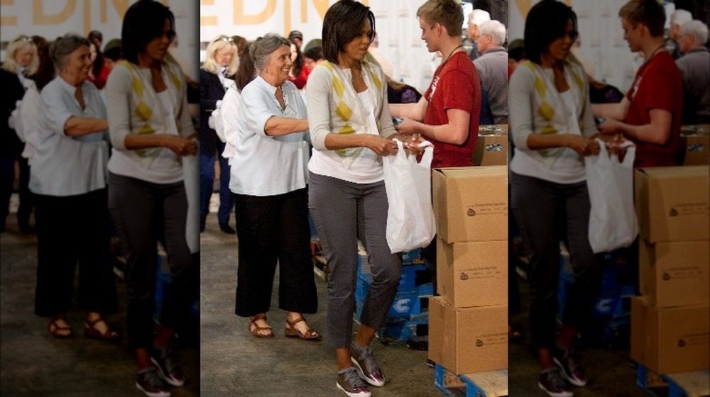 Michelle Obama wearing Lanvin sneakers