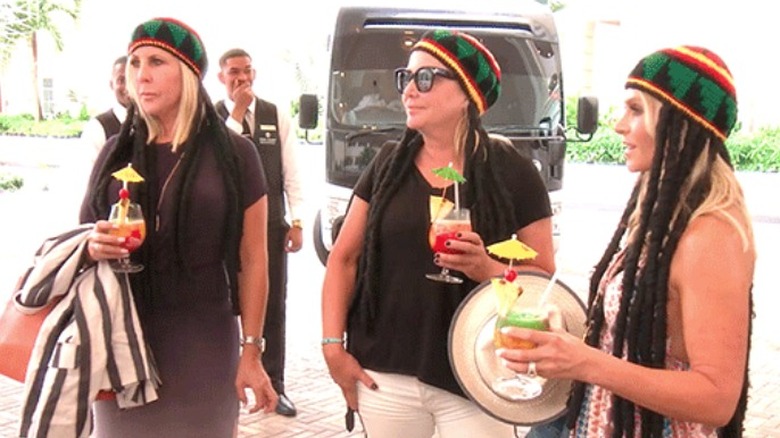 The Real Housewives of Orange County don matching rasta hats