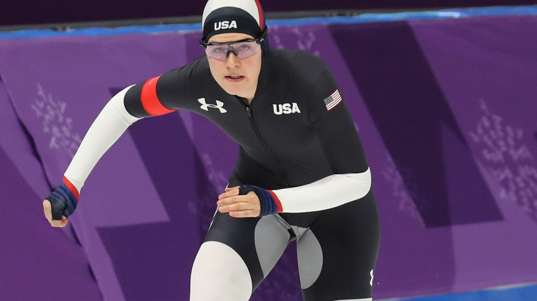 USA Olympics speed skater in uniform