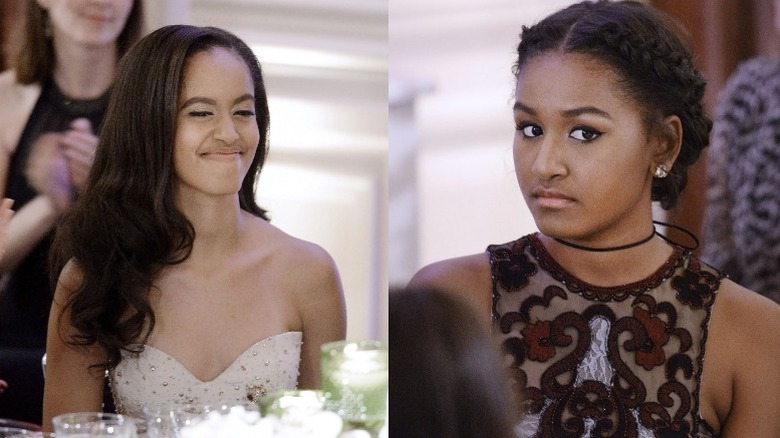 Malia and Sasha Obama at the 2016 White House State Dinner 