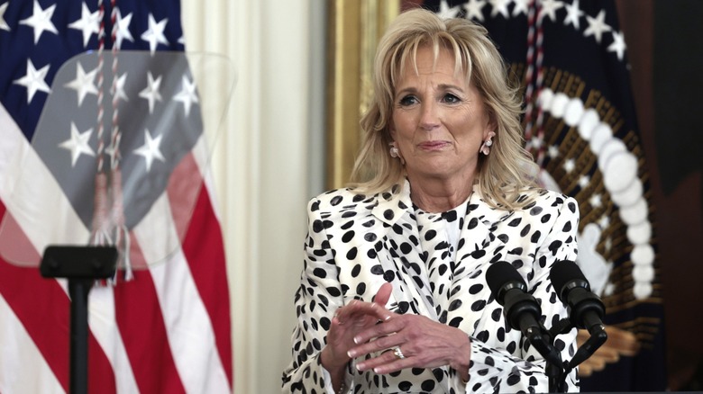 Jill Biden white black suit