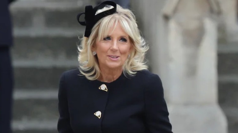 Jill Biden black dress fascinator