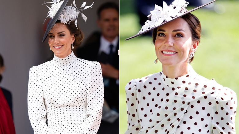 Kate Middleton wearing polka dot dresses in 2023 and 2022