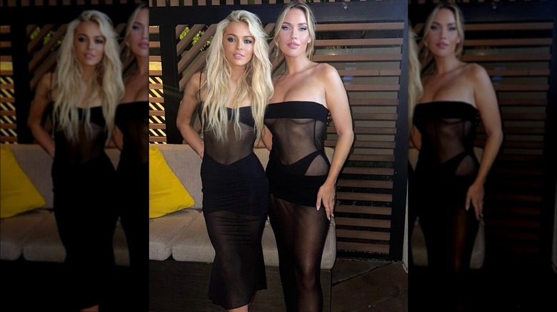 Olivia Dunne, Paige Spiranac wearing black dresses