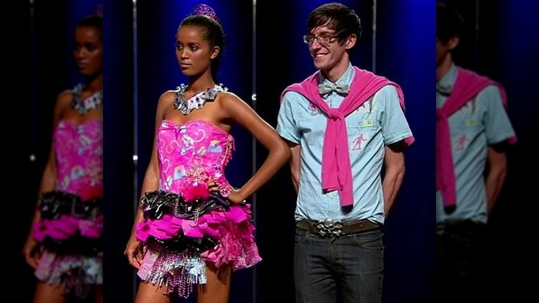 Model and A.J. Thouvenot on Project Runway