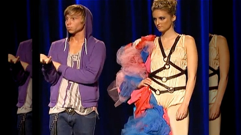 Blayne Walsh and model on Project Runway