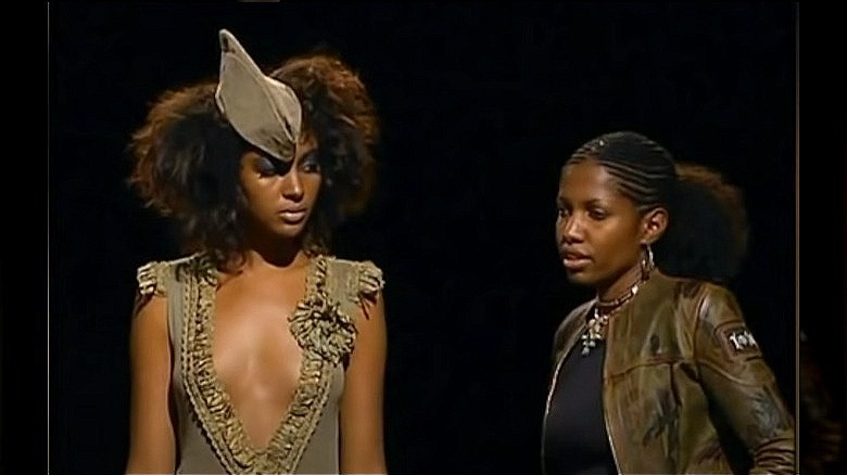 Model and Kara Saun on Project Runway