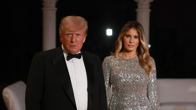 Donald and Melania Trump glaring