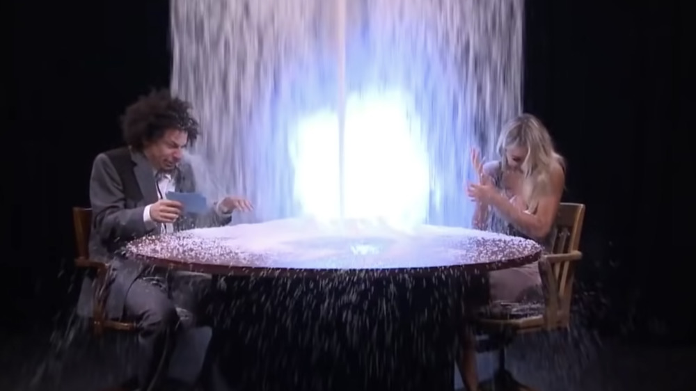 Eric Andre, Lindsey Pelas getting covered in rice