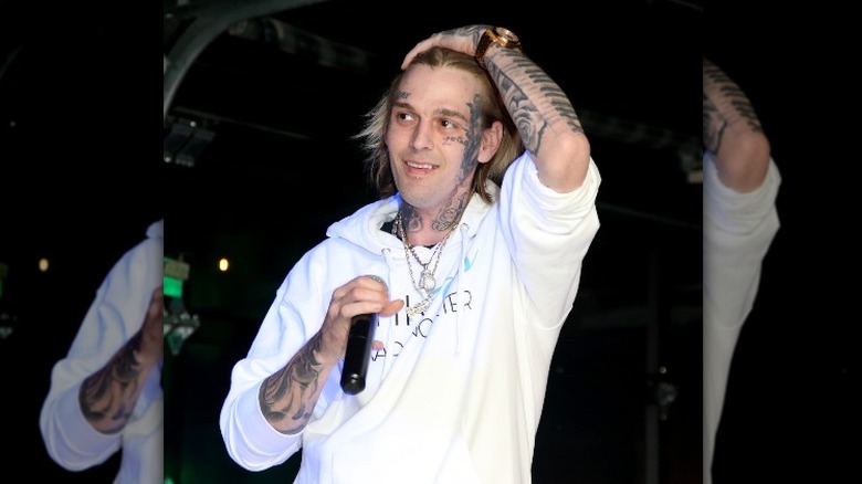 Aaron Carter during a concert 