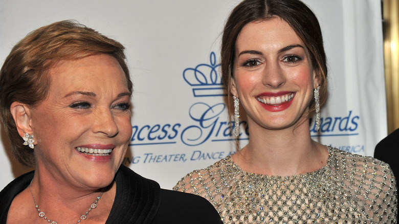 Julie Andrews and Anne Hathaway smiling