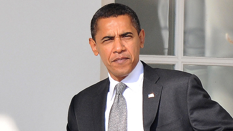 Barack Obama squinting