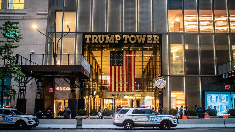 Police car sitting in front of Trump Tower in NYC