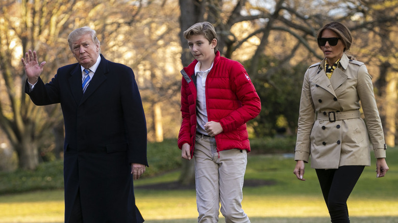 Donald Trump waving with family