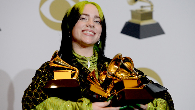 Billie Eilish with multiple Grammys