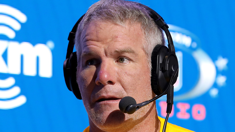 Brett Favre wearing headset