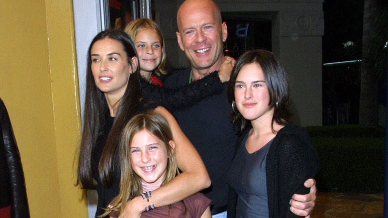 Demi Moore and Bruce Willis with their children