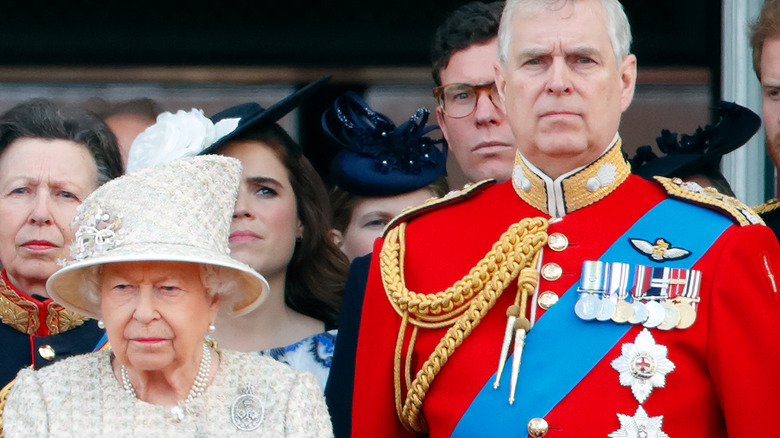 Queen Elizabeth and Prince Andrew in uniform