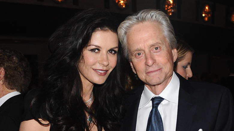 Catherine Zeta-Jones with Michael Douglas, smiling