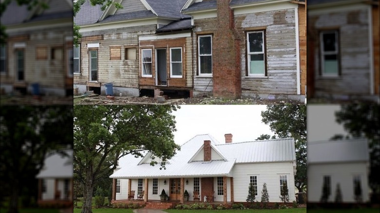 Photos of Chip Gaines and Joanna Gaines' farmhouse before and after renovations