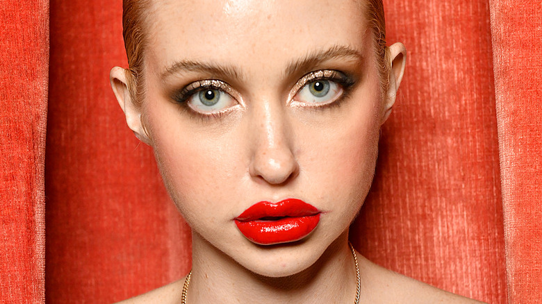 Chloe Cherry bright red lip