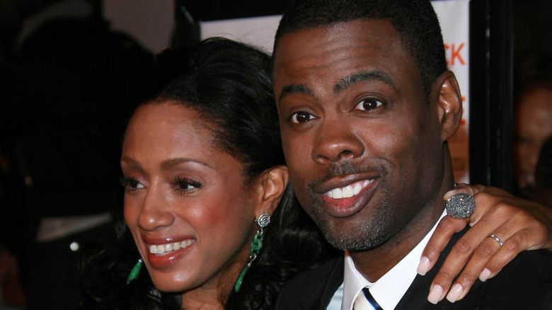 Malaak Compton and Chris Rock at the premiere of "I Think I Love My Wife".