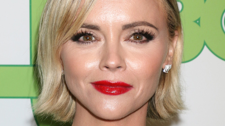 Christina Ricci wears burgundy lipstick