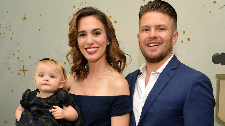 Brendan Rooney, Christy Carlson Romano, Isabella Rooney posing