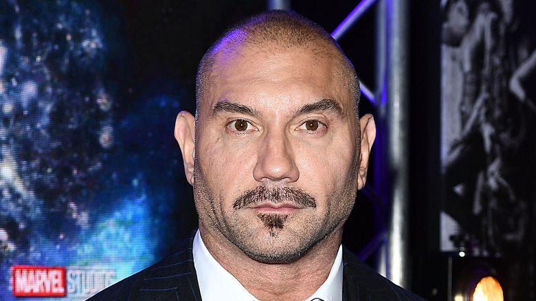 Dave Bautista with a mustache