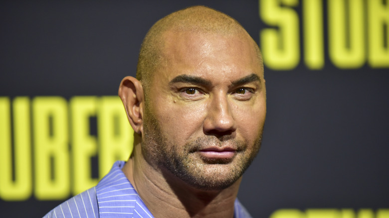 Dave Bautista in a blue suit