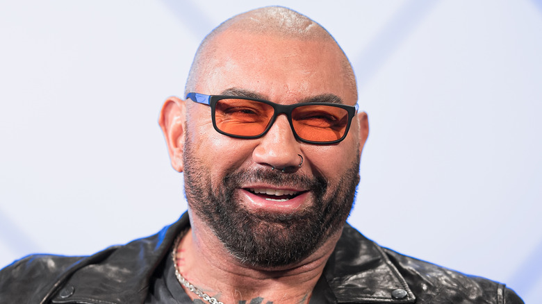 Dave Bautista in a leather jacket