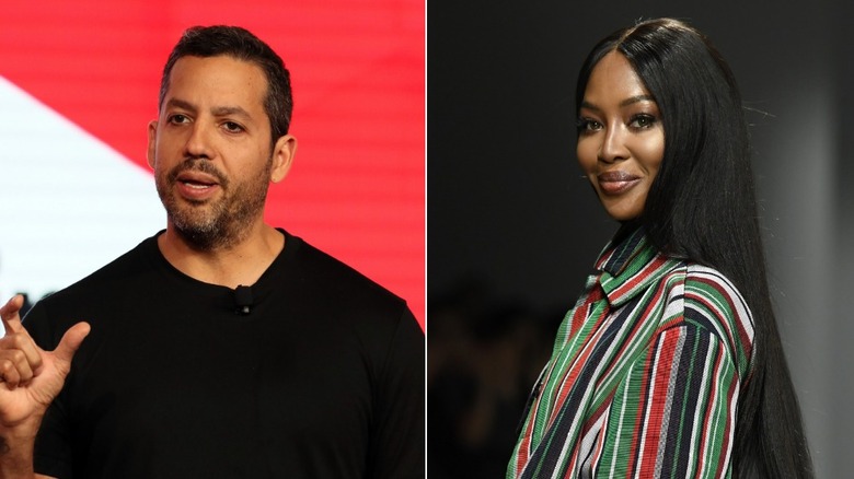 David Blaine and Naomi Campbell, split image